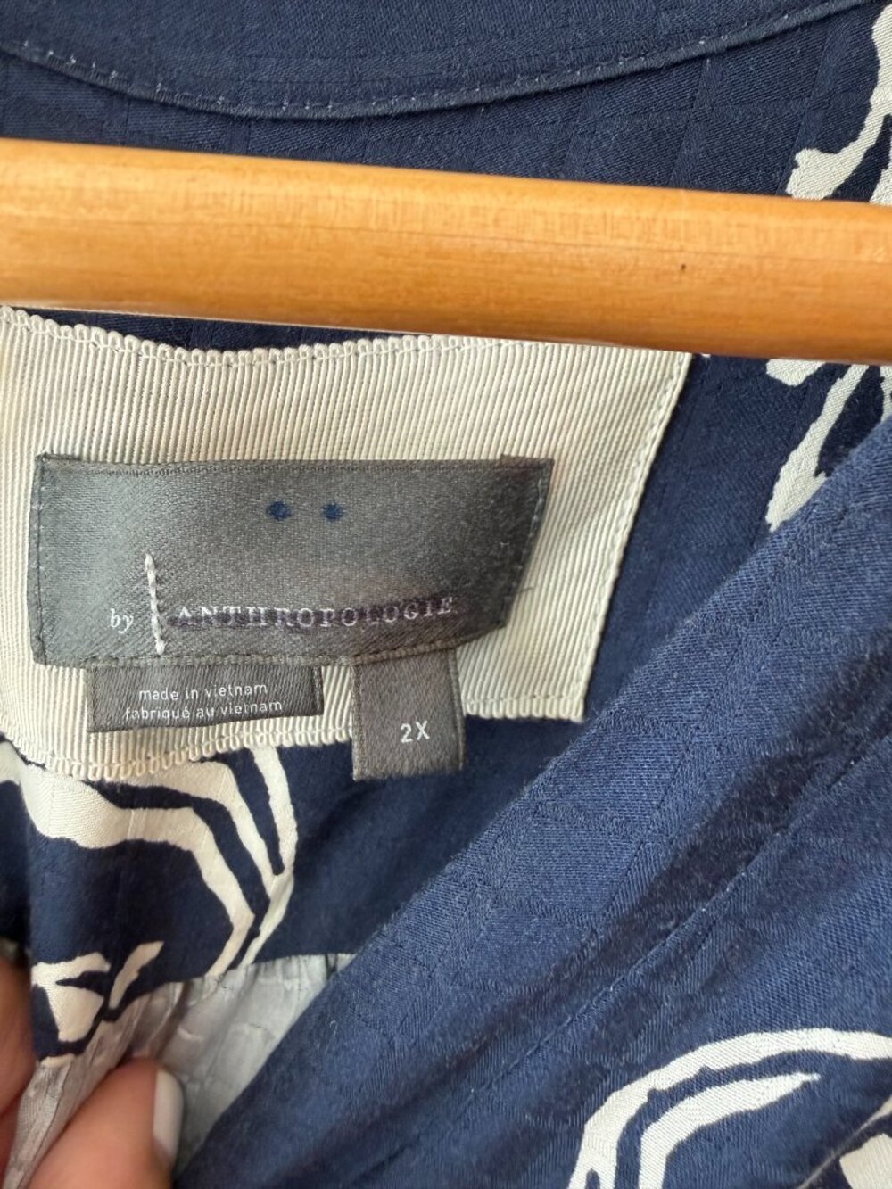 Anthropologie navy blue and white maxi dress size 2X - Picture 2 of 3